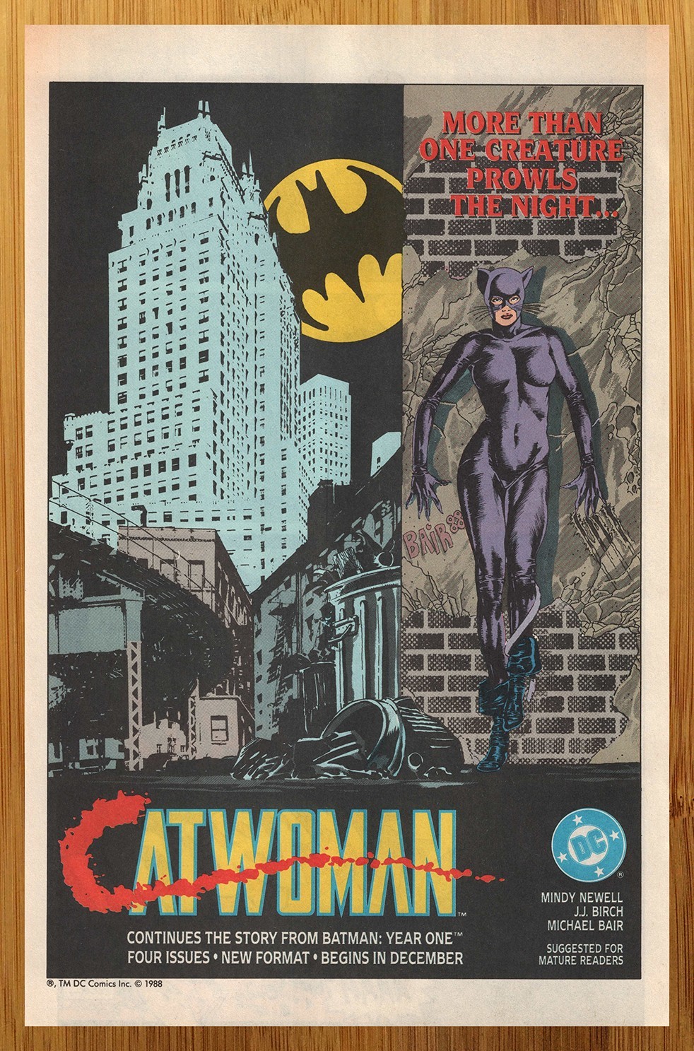 1988 DC Comics Catwoman Vintage Print Ad/Poster Authentic Batman Promo Art 80s