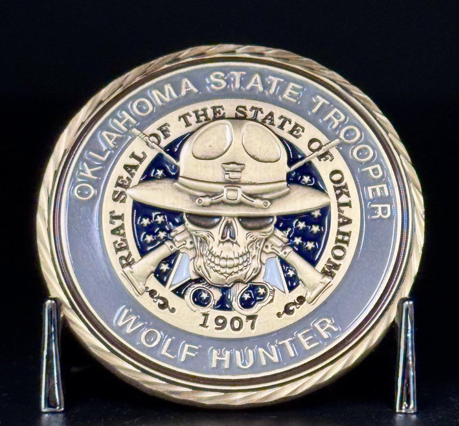 🔥🔥Oklahoma Highway Patrol State Trooper Wolf Hunter Challenge Coin 🔥🔥