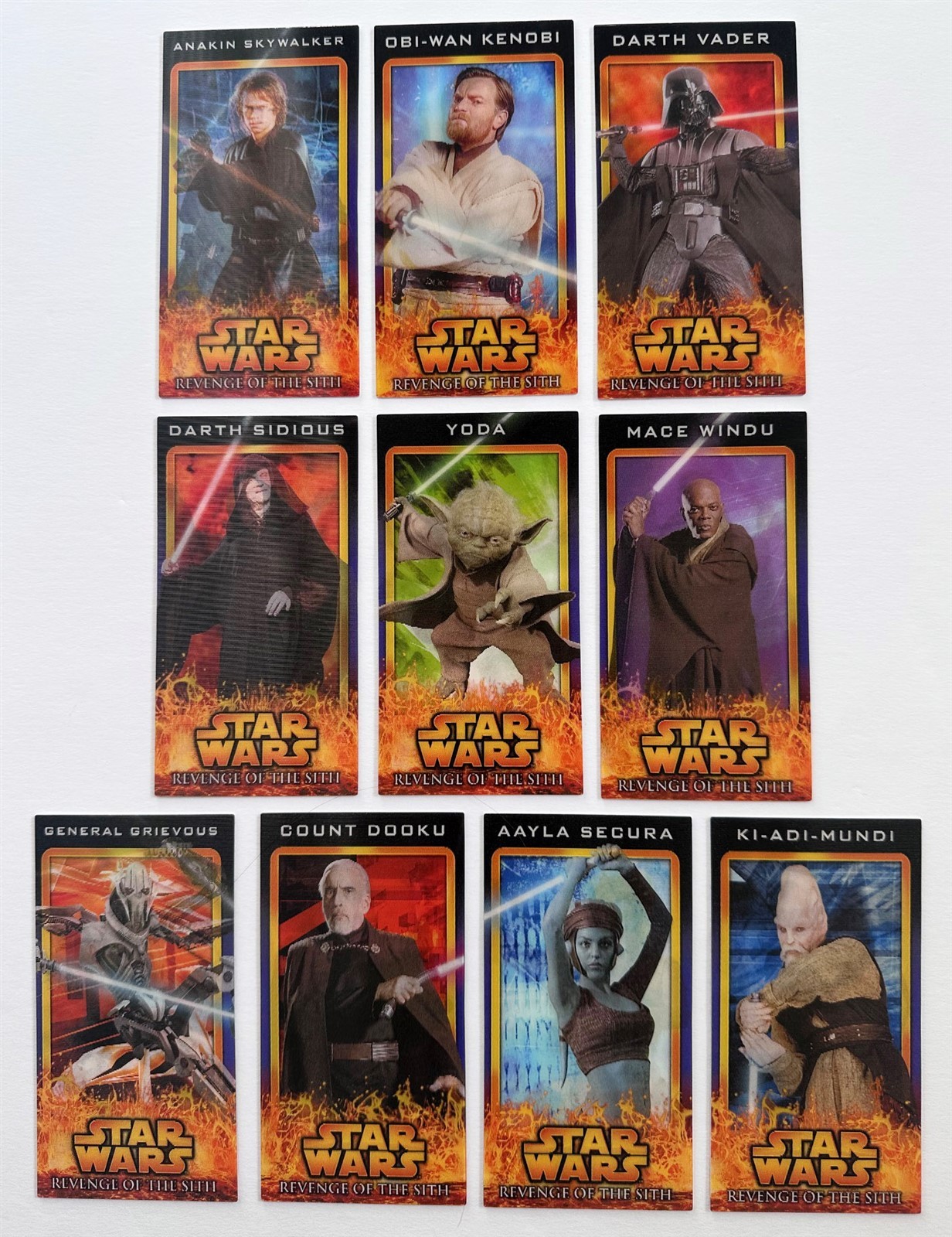 2005 Star Wars Revenge of Sith Widevision Flix Pix 3D Lenticular Insert Set 1-10