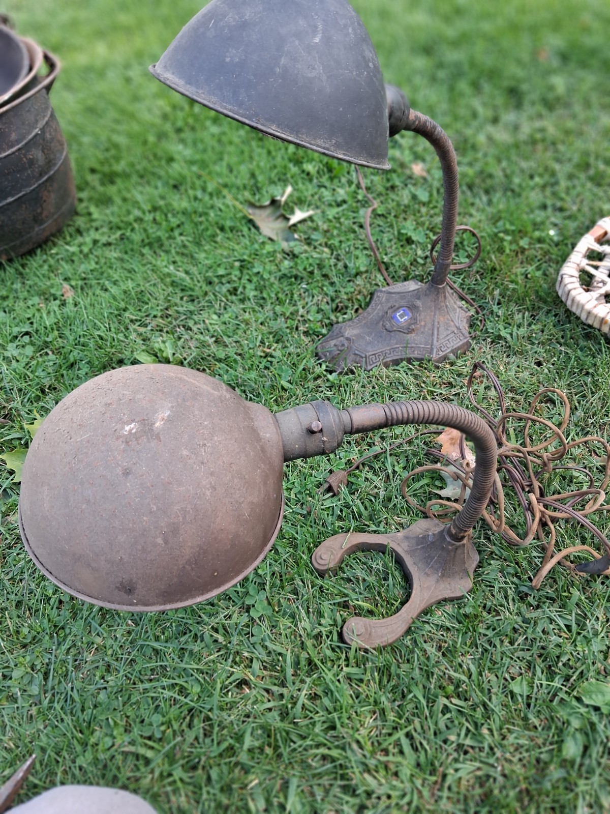 Harvard university wise old owl and hitchings stocker cast iron lamp lot