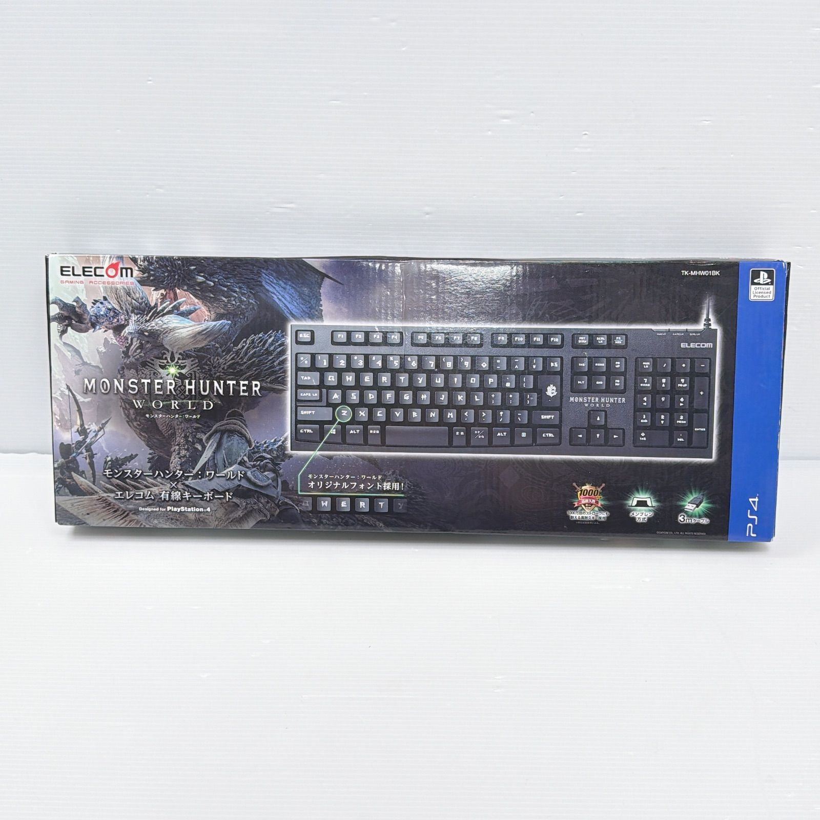 New ELECOM PS4 Wired Keyboard Monster Hunter World TK-MHW01 Black