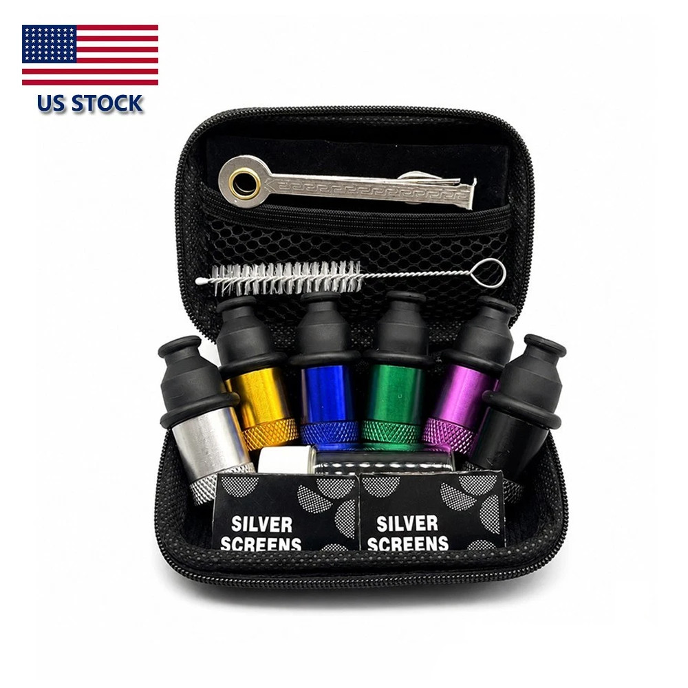 6Pcs Sneak a Toke Mini One Hitter Metal Tobacco Portable Smoking Pipe With Tools
