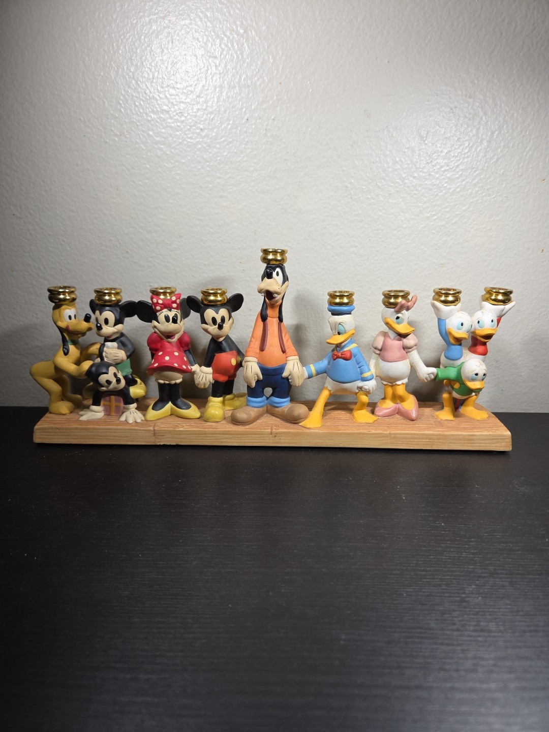 Vintage 1995 Disney Hanukkah Menorah Candle Holder Mickey & Friends - EXCELLENT