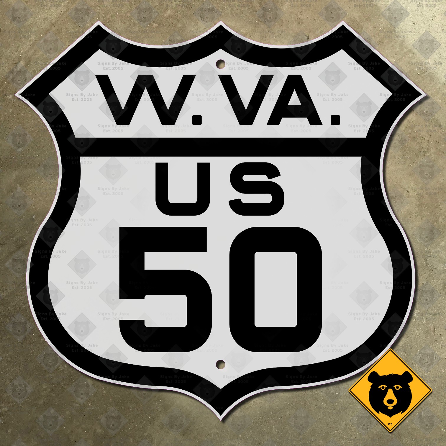 West Virginia US Route 50 highway marker sign 1945 Parkersburg Clarksburg 16x16