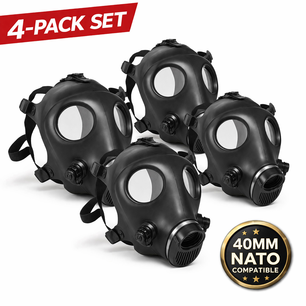 SafeGuardian Israeli Gas Mask Full Face Respirator (4 Masks) – 40mm Compatible