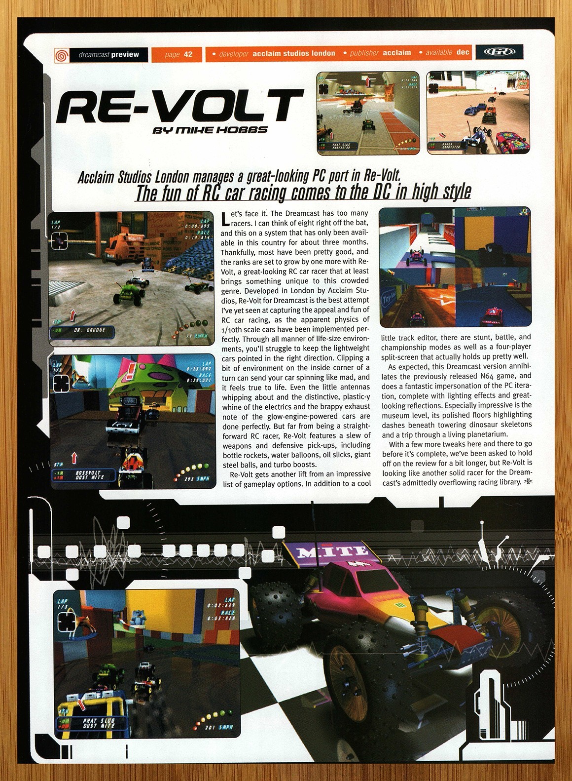 1999 Re-Volt Sega Dreamcast PREVIEW Print Ad/Poster RC Car Racing Game Promo Art