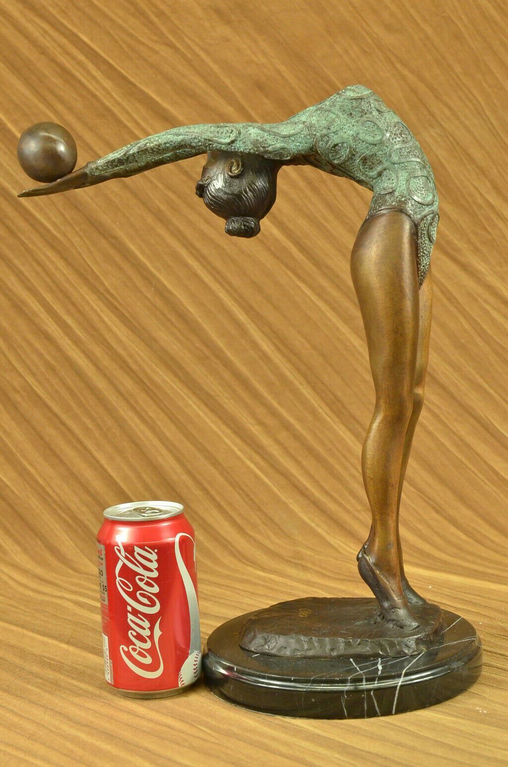 Rare Original Art Deco Sport Gymnast Bronze Sculpture Statue Marble Base Artwork