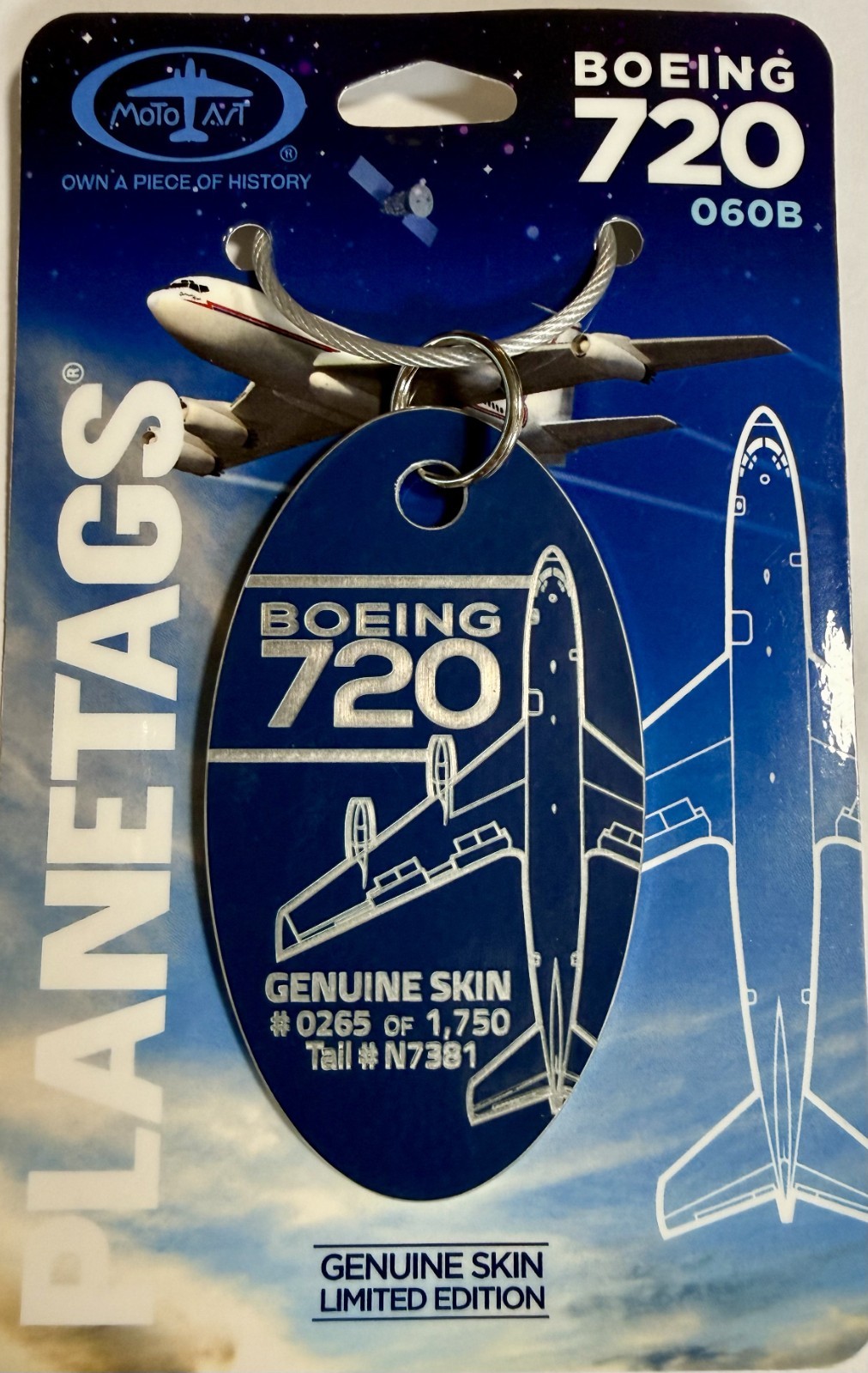 Motoart PlaneTags Boeing 720, Embraceable Annie, Blue, RARE, SOLD OUT