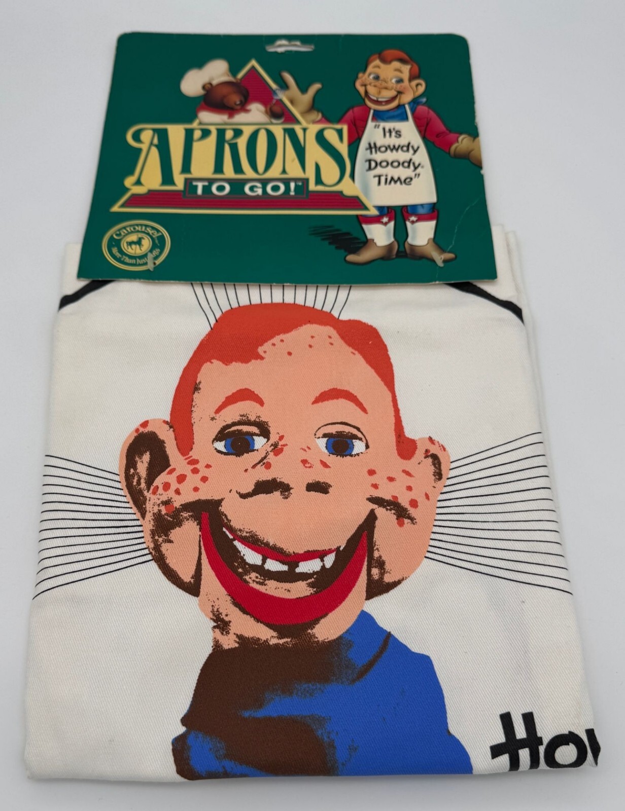 Howdy Doody Apron Carousel by Guy Aprons to Go One Size Graphic Print Vtg 1988