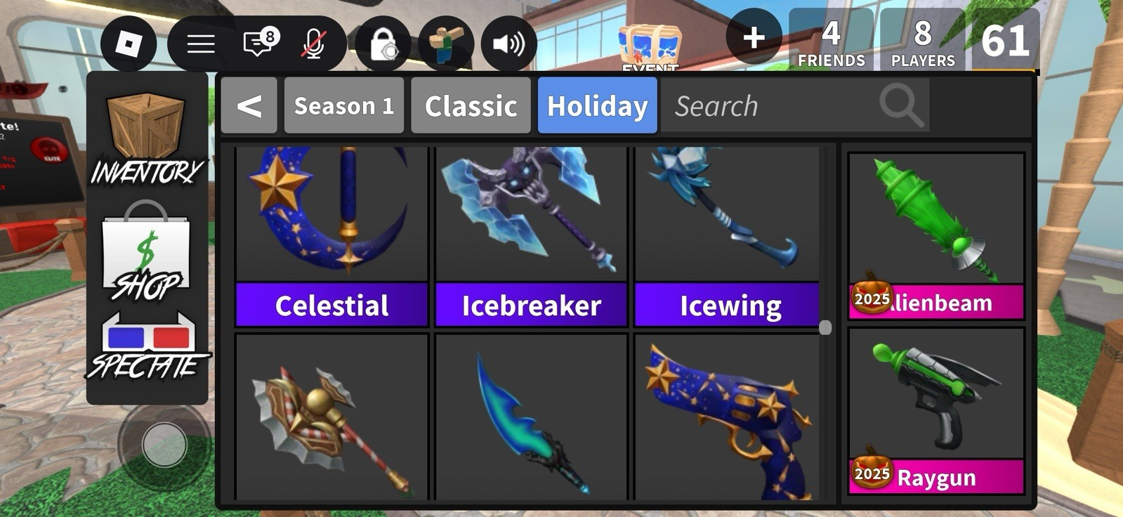 Roblox mm2 godly set Raygun/Alienbeam. selling my whole inventory since i quit