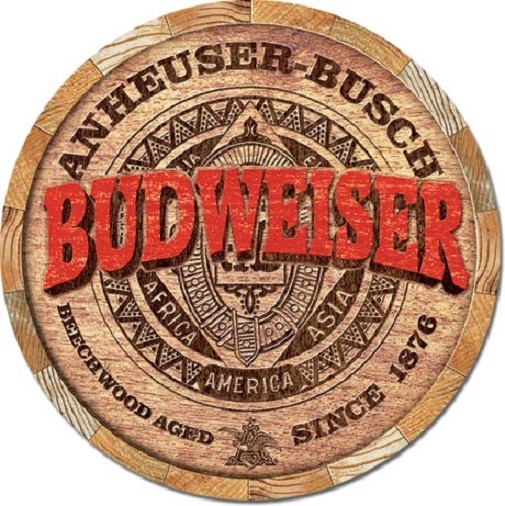 Anheuser Busch Budweiser Bud Barrel End Retro Vintage Distressed Metal Tin Sign