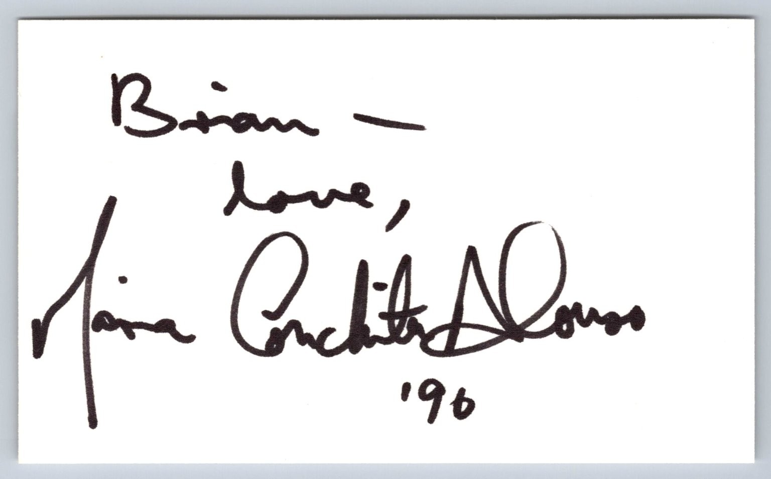 Maria Conchita Alonso Signed Autograph Index Card 1996 Brian Inscription