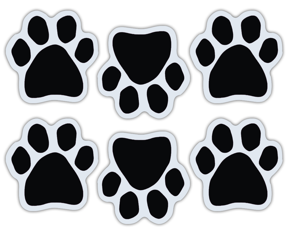 Mini Dog Paw Magnets (Set of 6) - Black - Decorate Your Car, Refrigerator, More