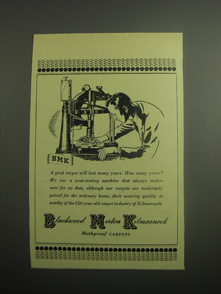 1948 BMK Carpets Ad - A good carpet will last many years