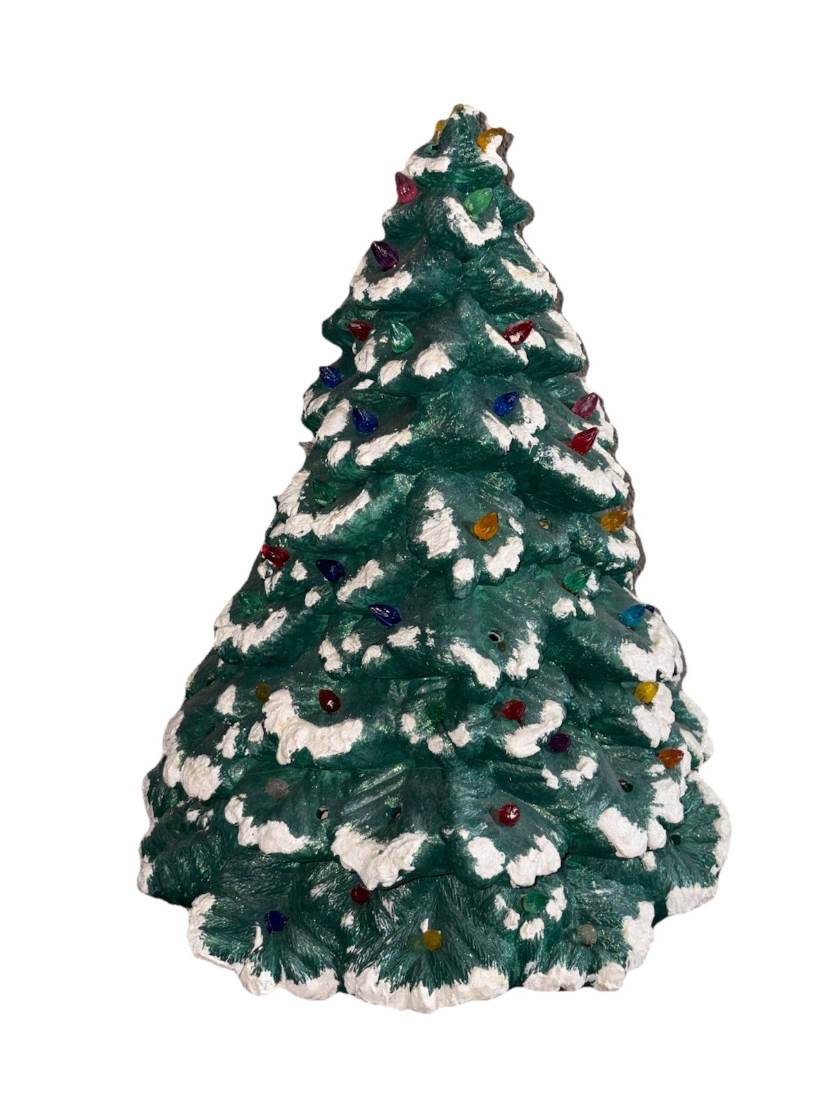 Vintage 1991 Nowells Inc Ceramic Christmas Tree 17 in w/base Missing Ornaments