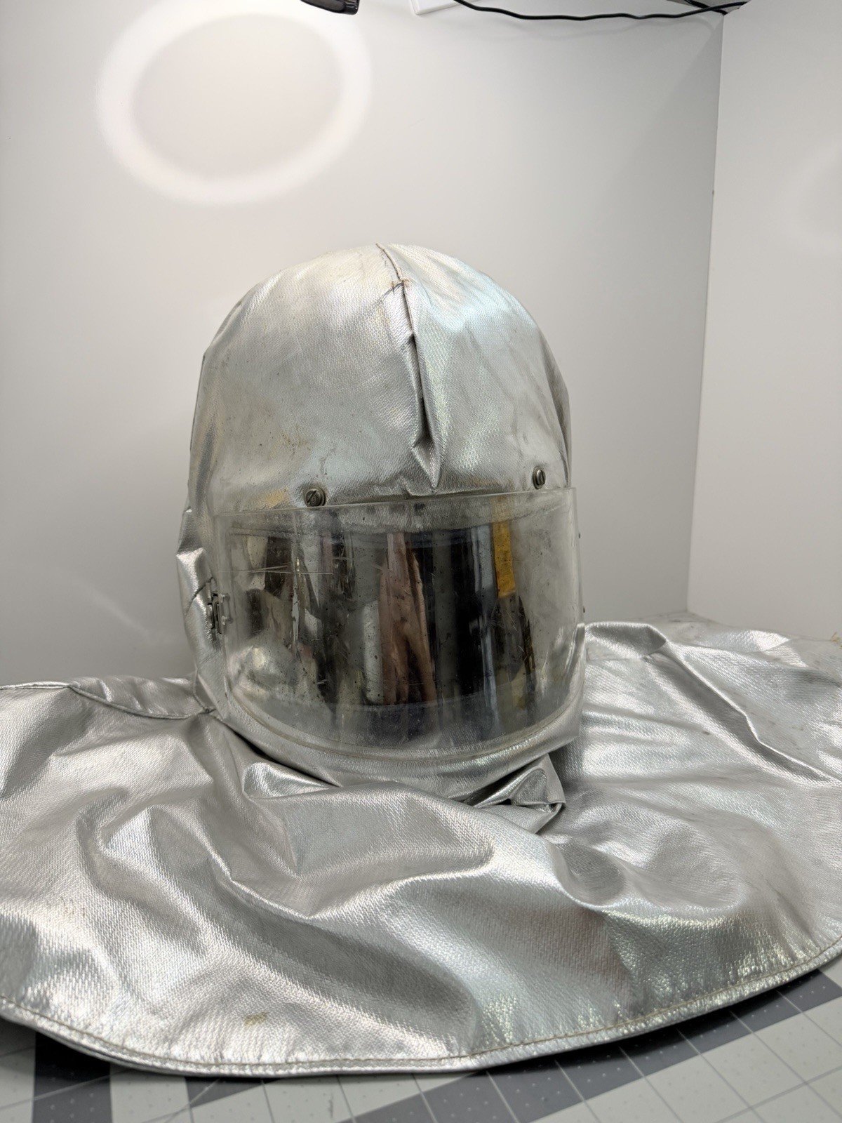 Vintage MSA Aluminized Heat Proximity Firefighter Helmet Hood Fireman Protection