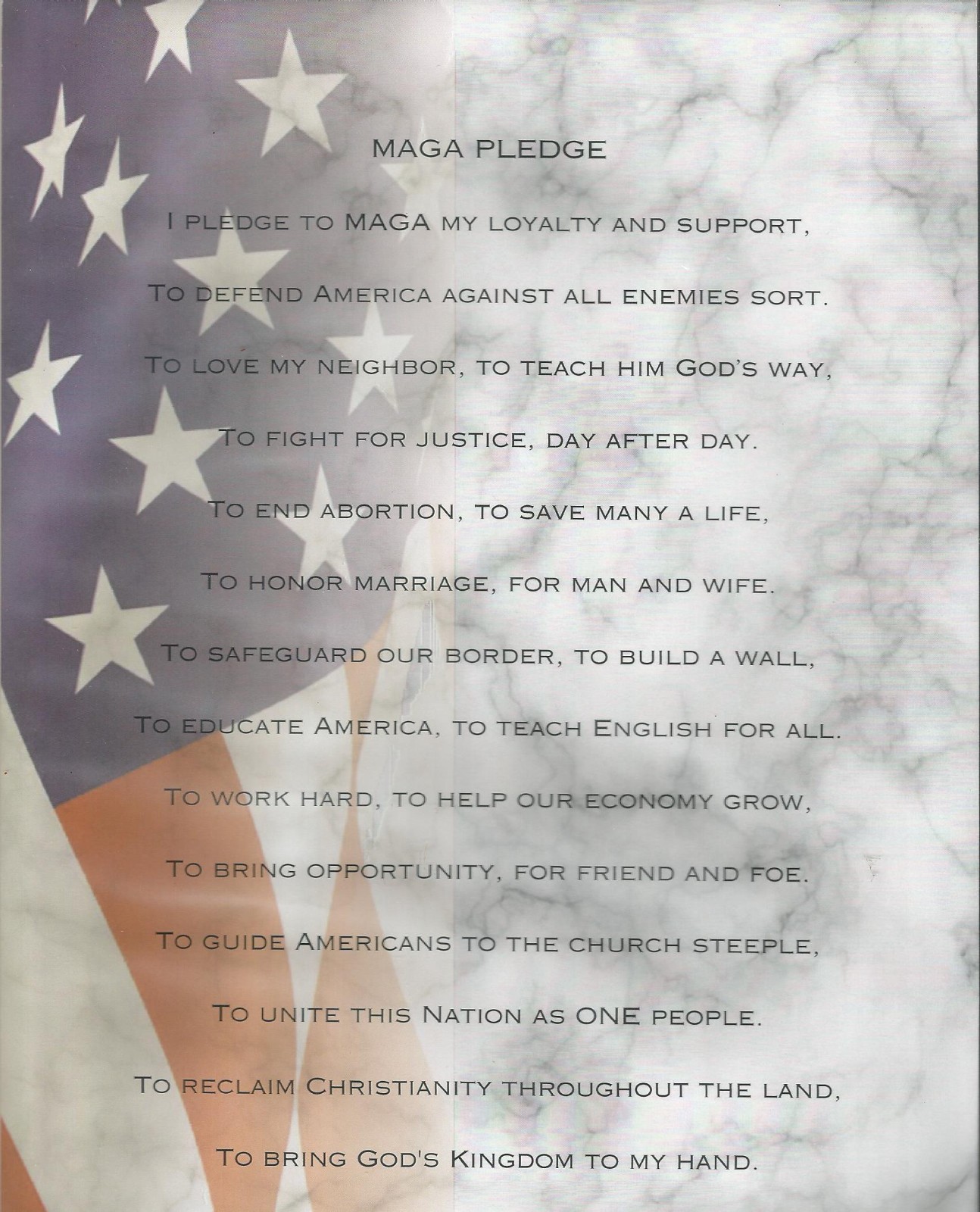 MAGA PLEDGE: LIMITED EDITION OF 100 COPIES, SIGNED BY AUTHOR, 2025, FOLIO SIZE