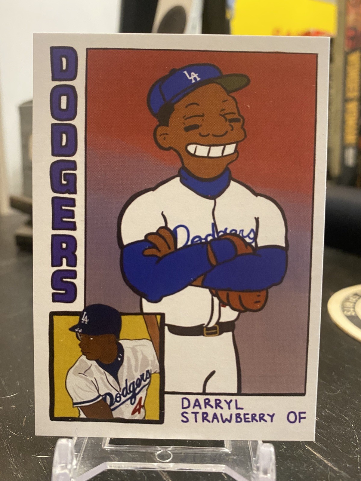 DARRYL STRAWBERRY THE SIMPSONS At The Bat ACEO Custom Baseball Card Springfield