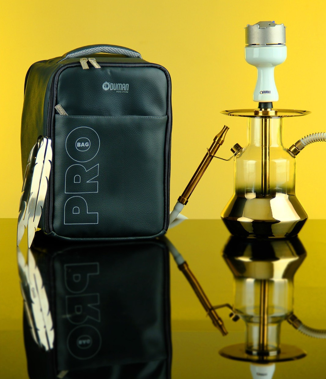 ODUMAN N4 GOLD Stainless Steel Shisha Hookah, Bowl Ignis Tong Bag Nargile SET