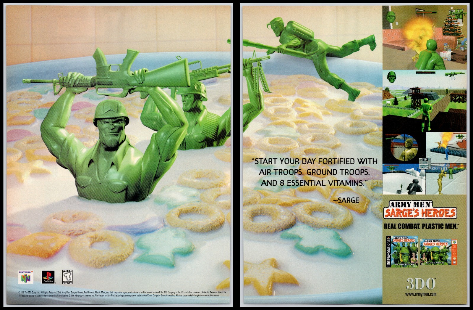 Army Men Sarge\'s Heroes 3DO Nintendo 64 Playstation 1999 2Page Advertisement