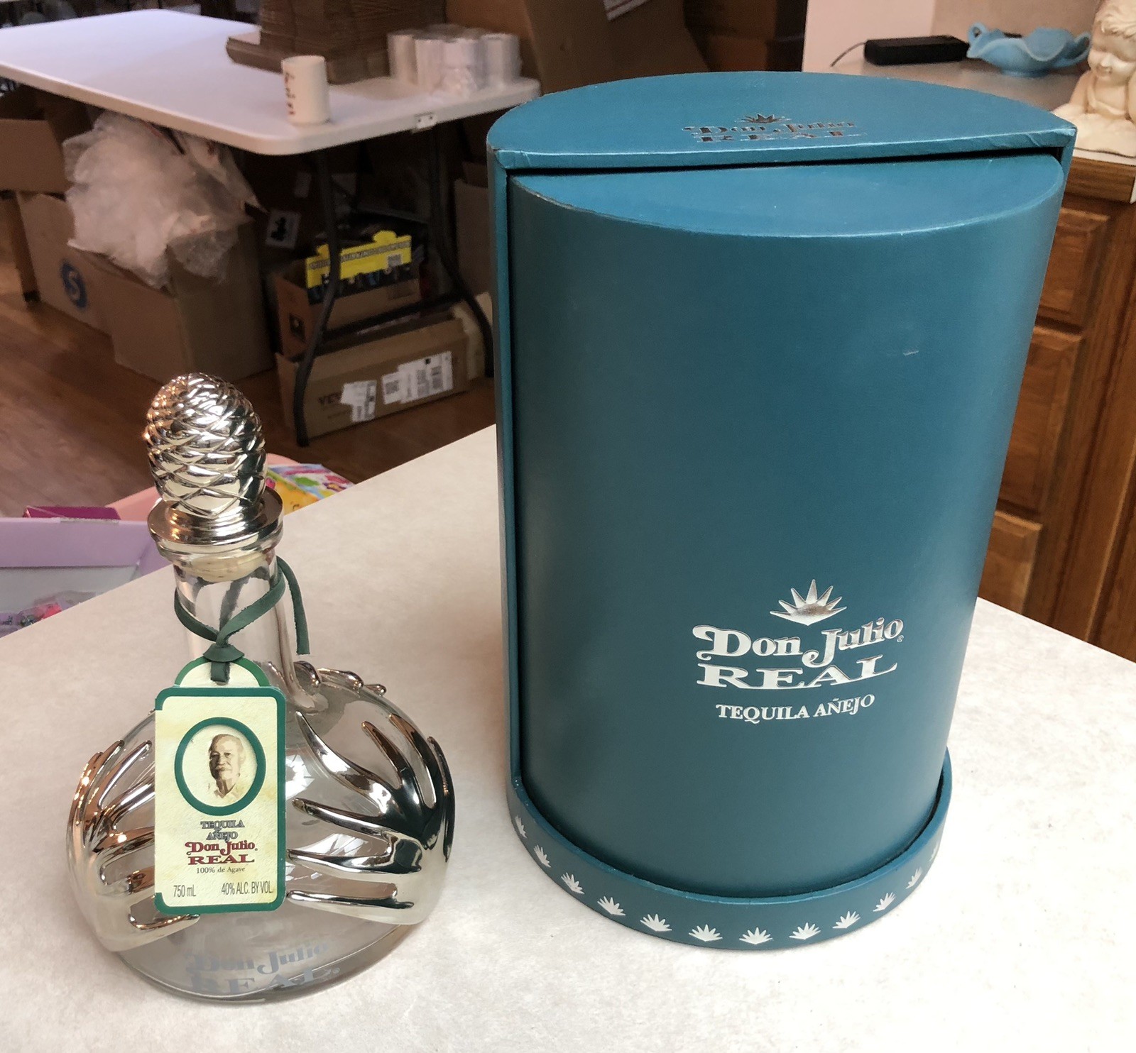 Tequila Añejo Don Julio Real Empty Bottle with Rotating Case