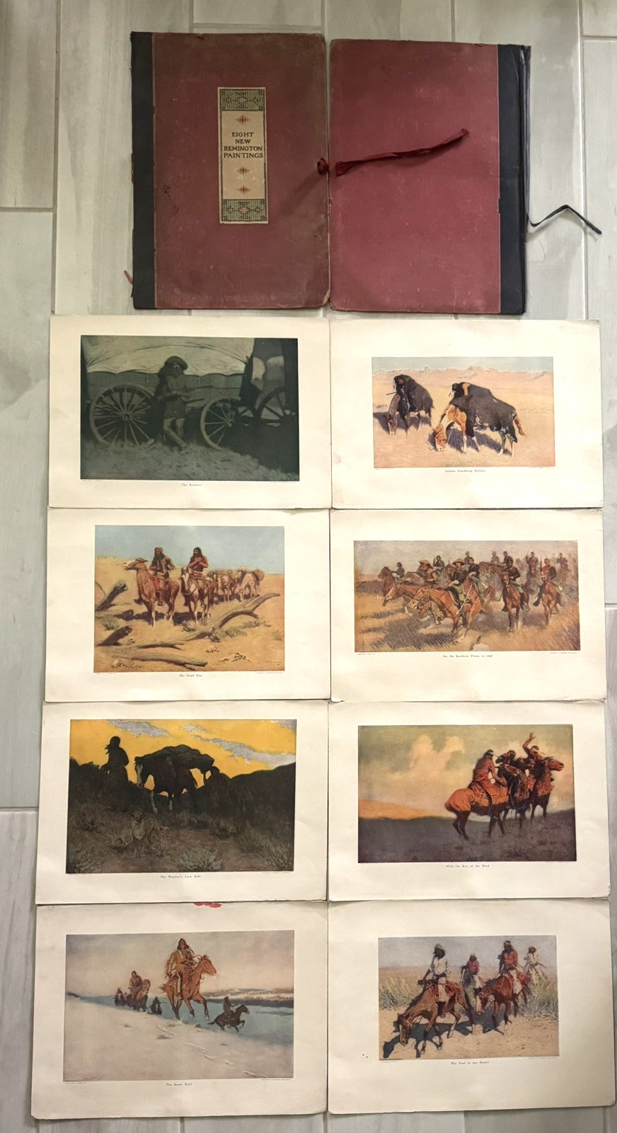 Antique 1909 Eight New Remington Paintings Print Portfolio P.F. Collier & Son