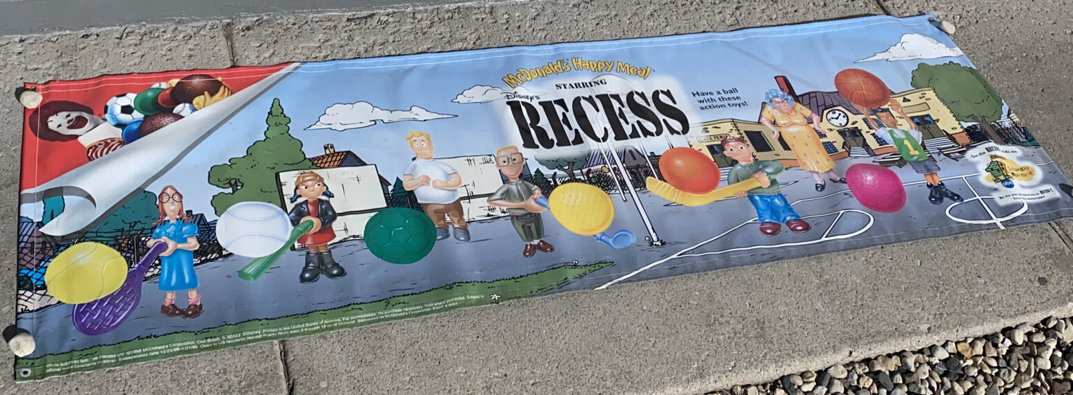 Vintage 1998 Disney McDonalds Banner RECESS Kids Happy Meal Toy AD Promo Henry