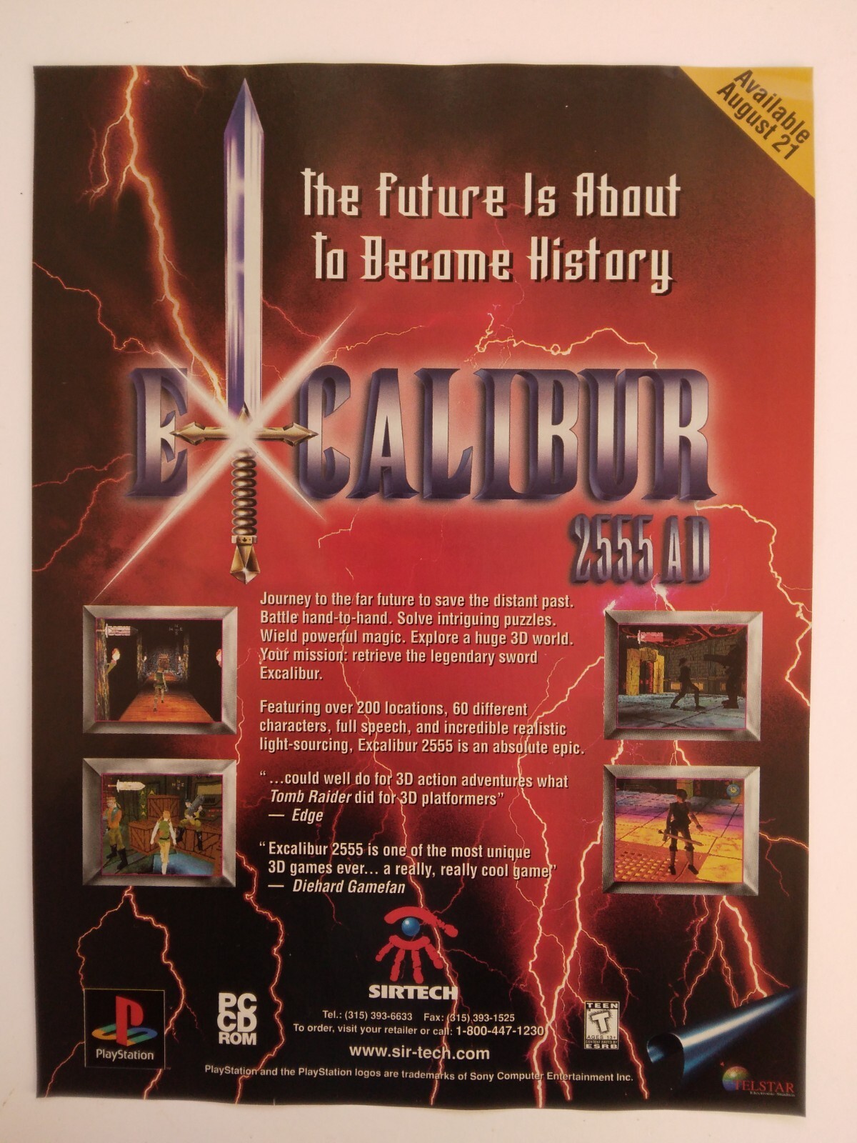 Excalibur 2555 AD Playstation 1 1997 Vintage Print Ad/Poster Art Official Rare