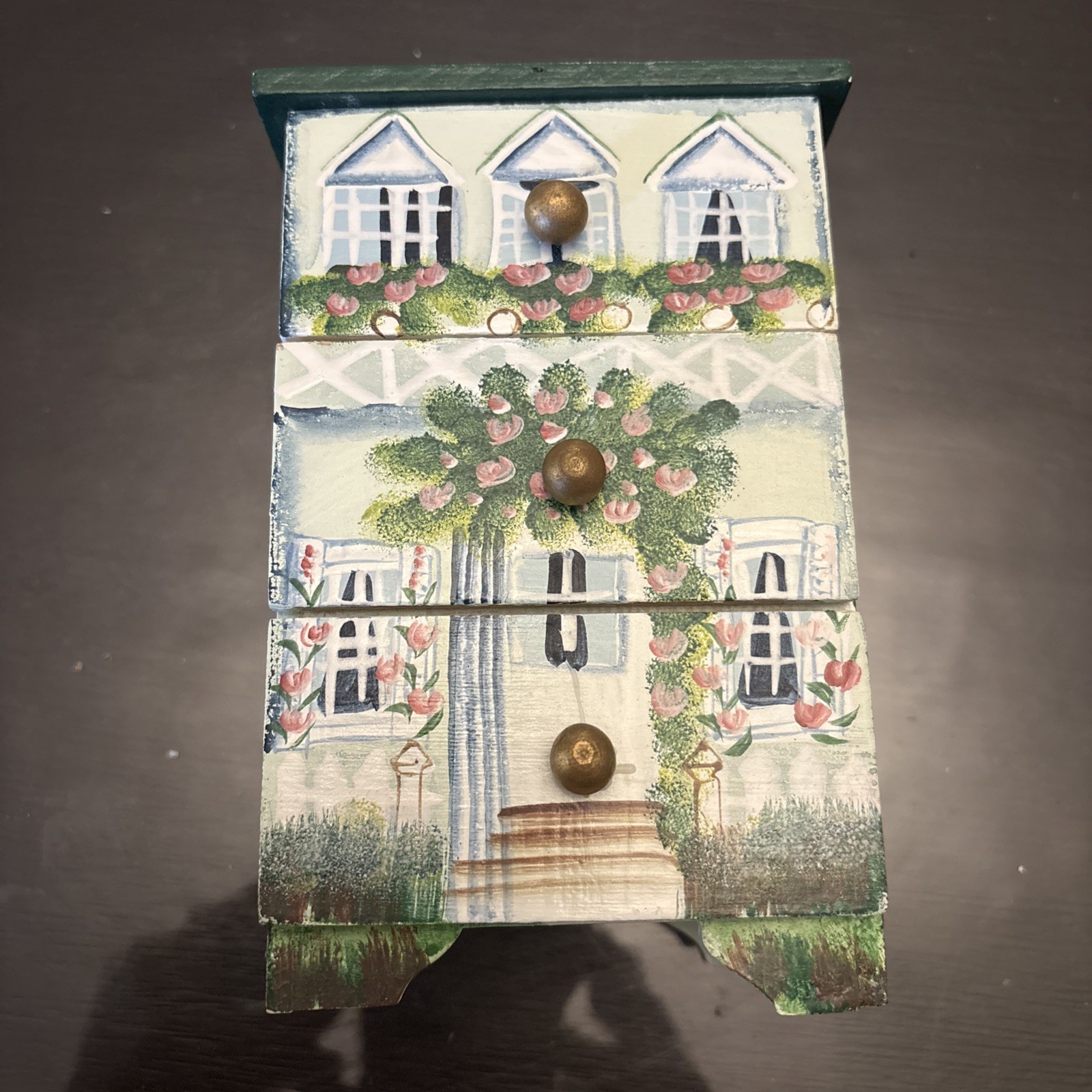 Delton Fine Collectibles Wooden 6’’ Mini Cottage Drawer Handpainted House