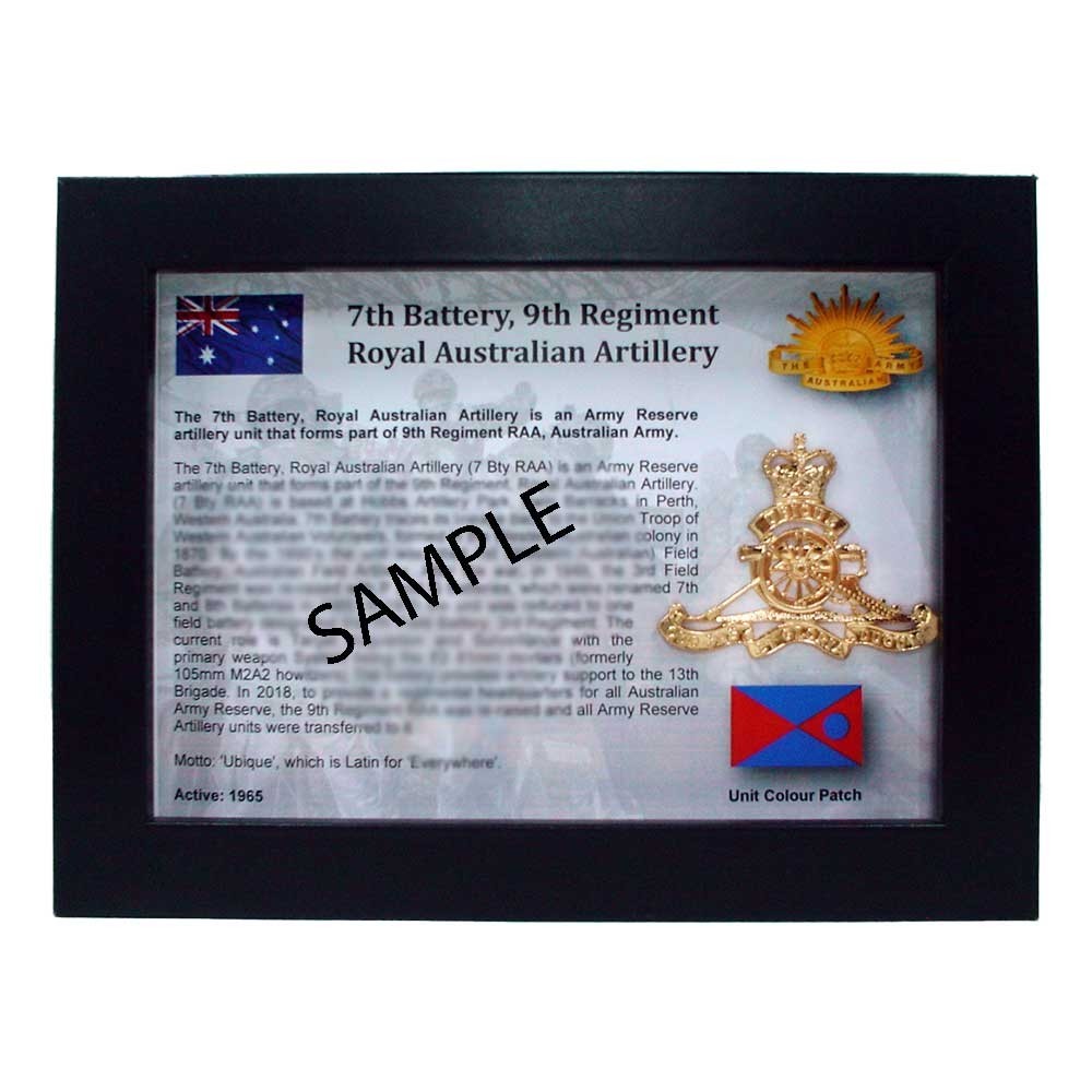 7th Battery, 9th Regiment, Royal Australian Artillery - Memento of Service