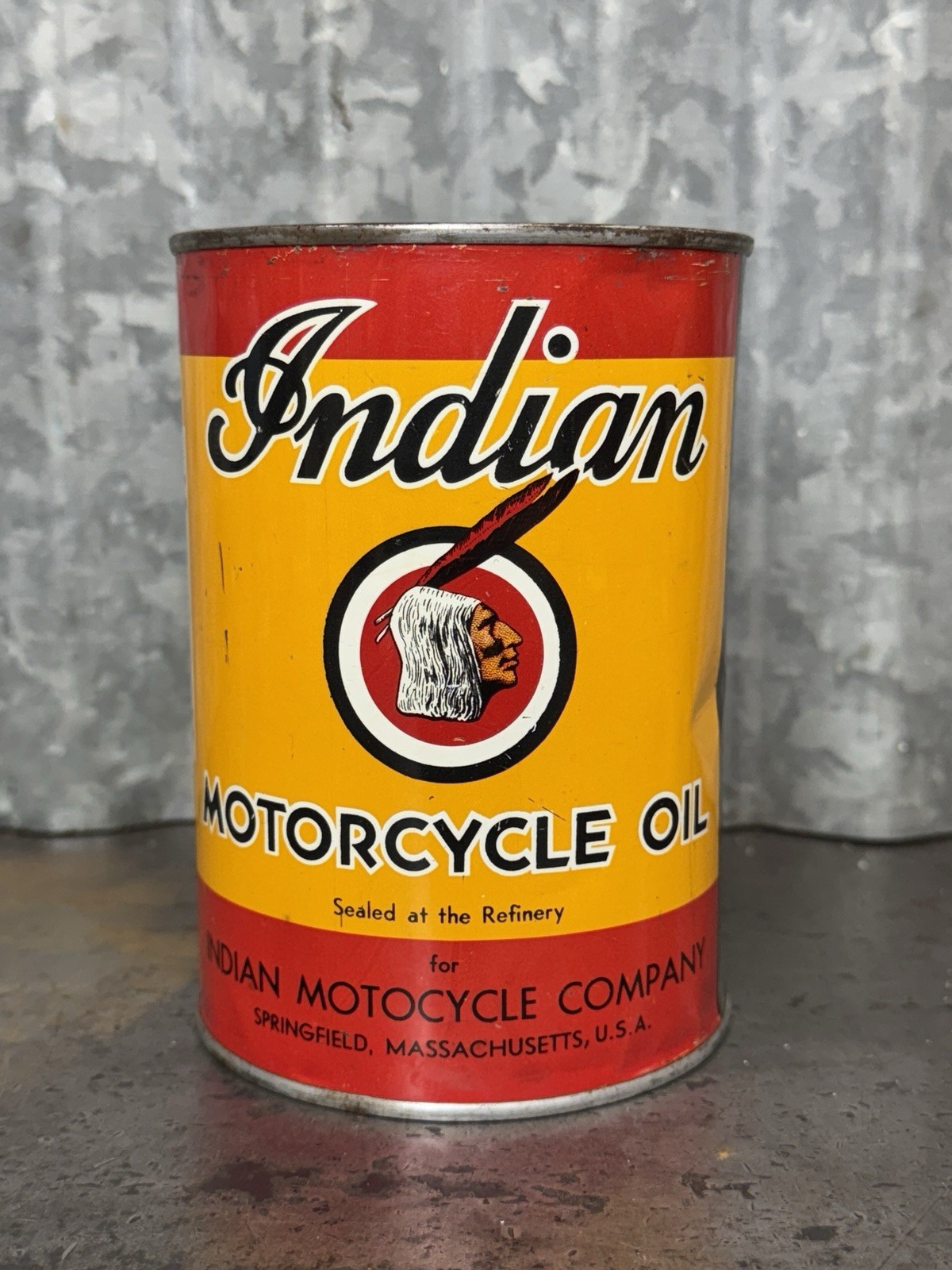 INCREDIBLE Indian Motorcycle Oil One Quart Can FULL Five-Color