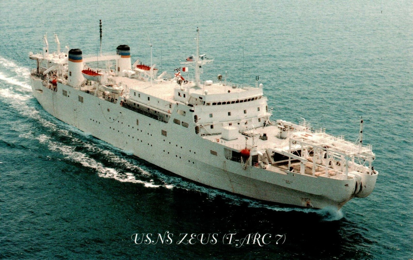 Postcard USNS Zeus T-ARC-7 Cable Ship