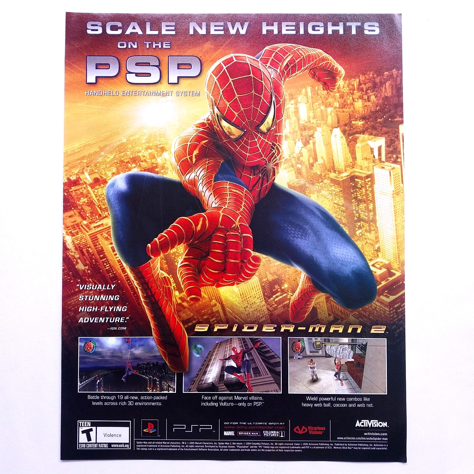 2005 Spider-man 2 PSP Game Promo Vintage Print Ad Retro Gamer Wall Art