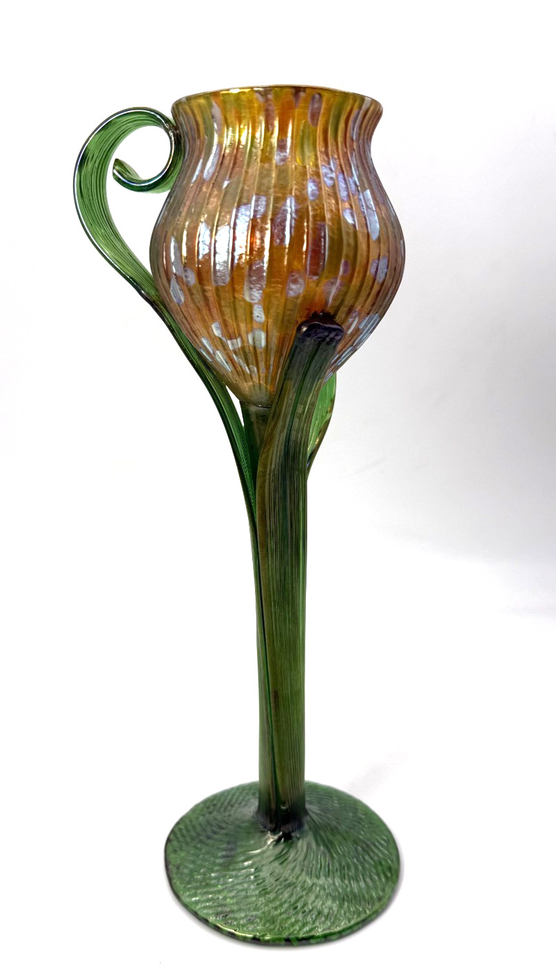 Very Rare 1903 Loetz Wwe Klostermuhle Optically Ribbed Tulip Vase
