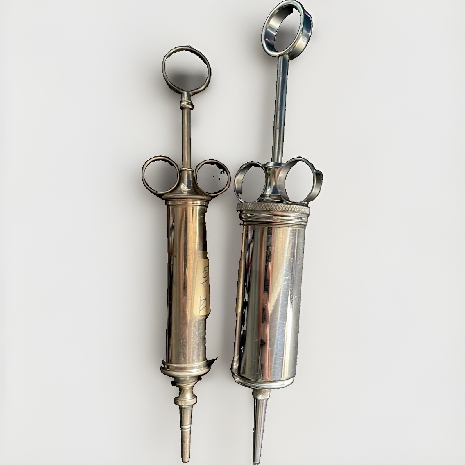 Lot of 2 Antique Medical Syringes Randall-Faichney MATCHLESS Boston Vintage