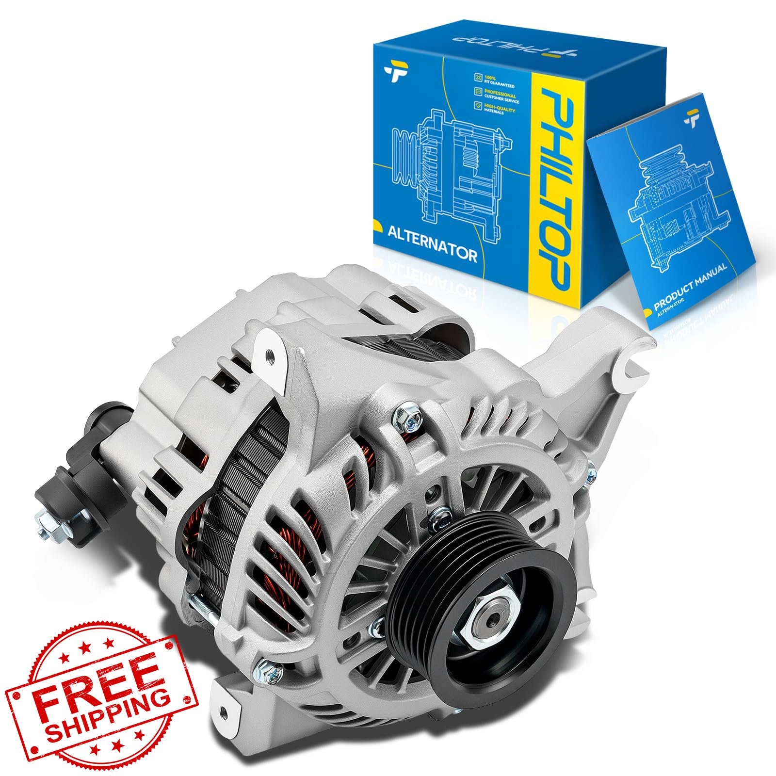 PHILTOP Ford E-150 E-250 E-350 6.8L Alternator 120Amp CW Pulley