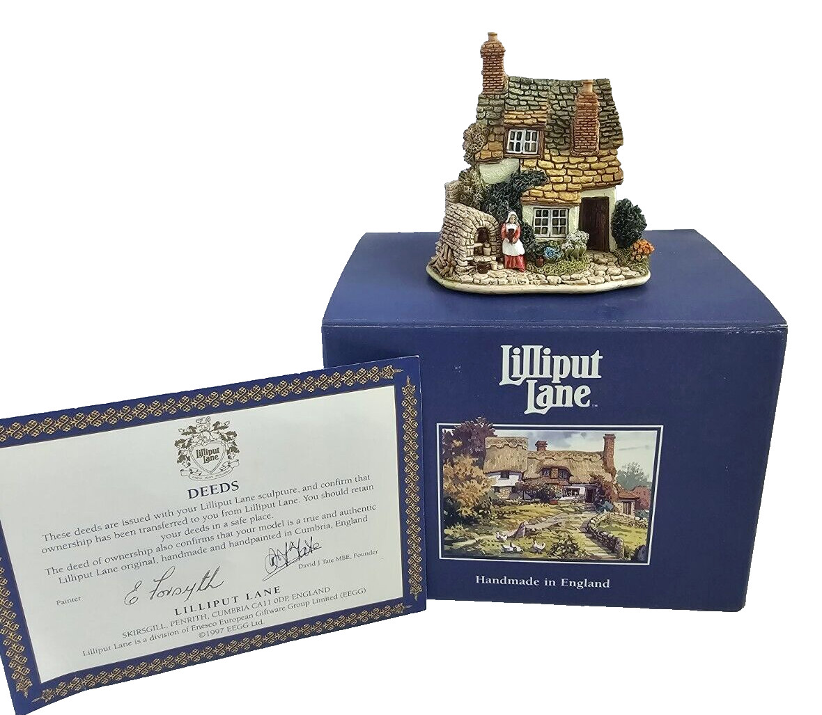 Lilliput Lane Kiln Cottage Collectors Club with DEED and Box 1998