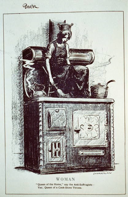 Photo:Puck Woman Suffrage Cartoon 1914 Queen of the Home Cook-Stove Throne