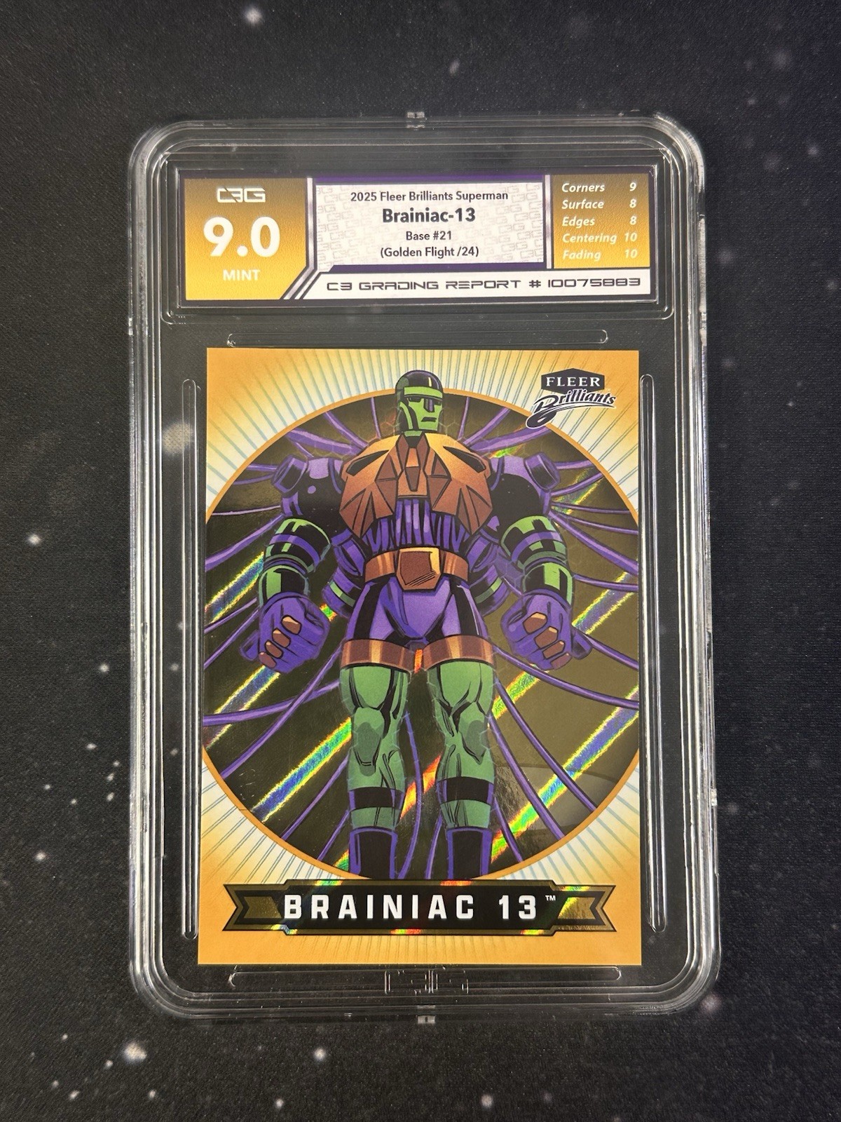 2025 Fleer Brillants Superman #21 Brainiac-13 Golden Flight /24 - C3 Grading 9.0