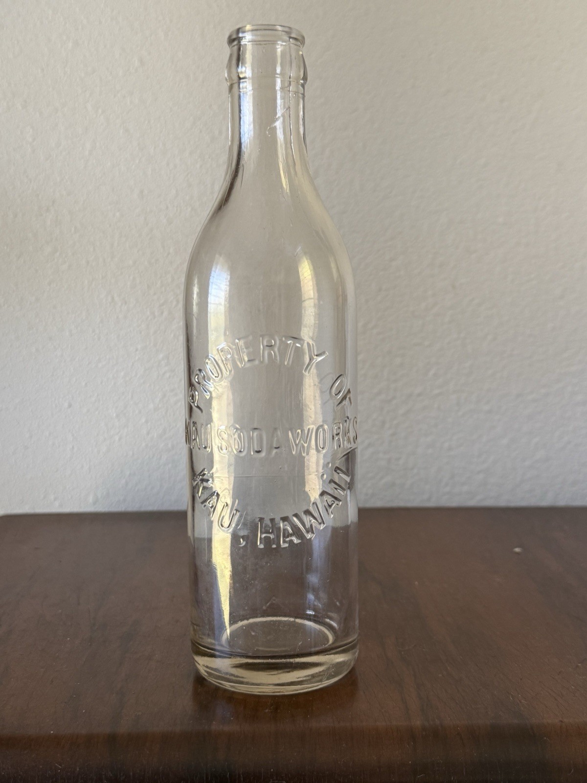 Hawaii Bottle - Tall Clear Property Of Kau Soda Works Kau Hawaii.