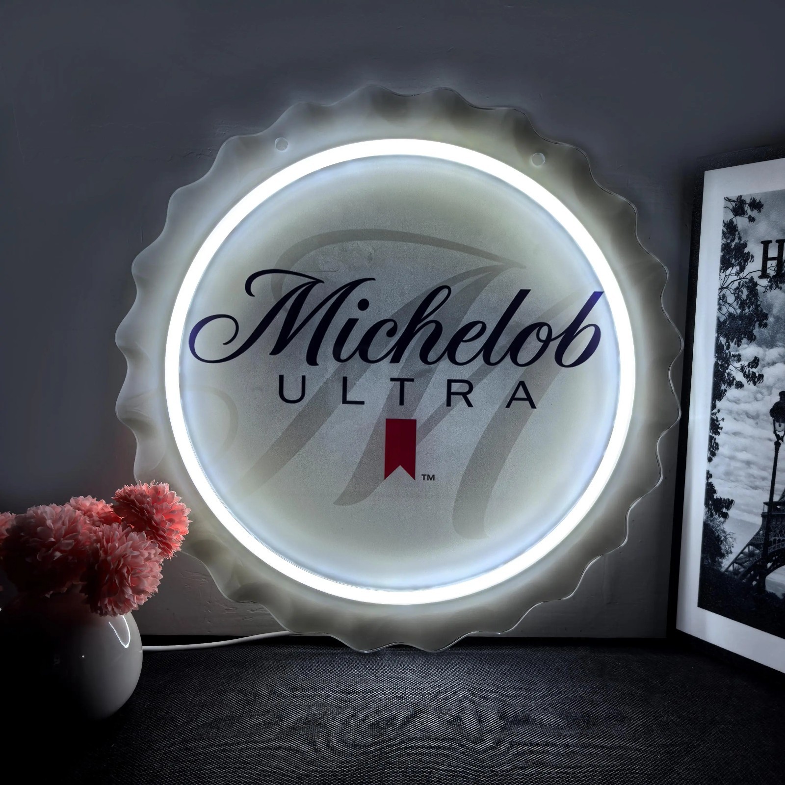 16''x16'' Michelob Ultra Beer Cap Vivid LED Neon Sign With Dimmer USB Powered