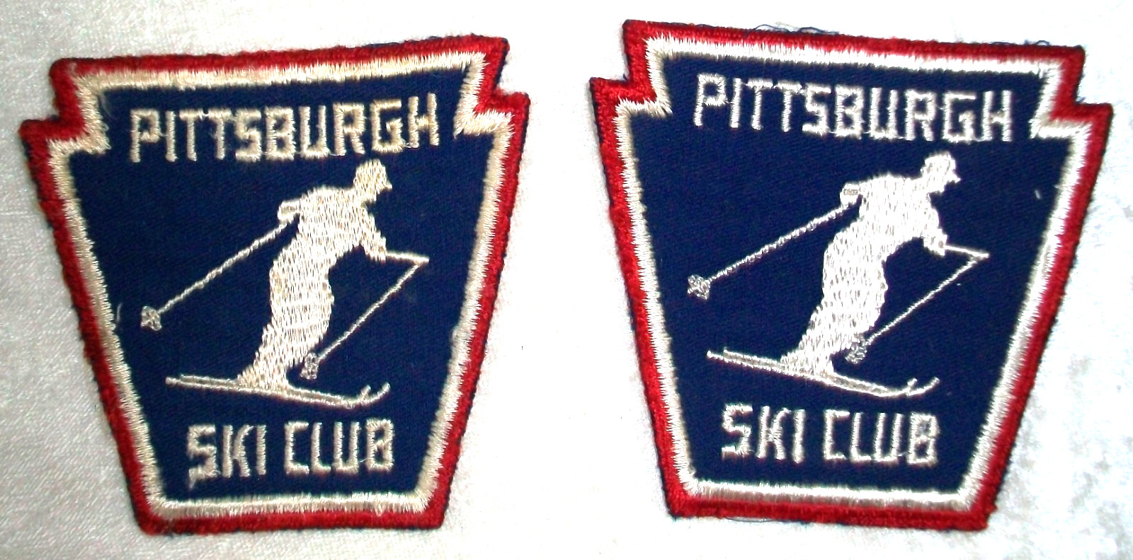 Vintage Embroidered Pittsburgh Pennsylvania Ski Club Keystone Fabric Patches (2)