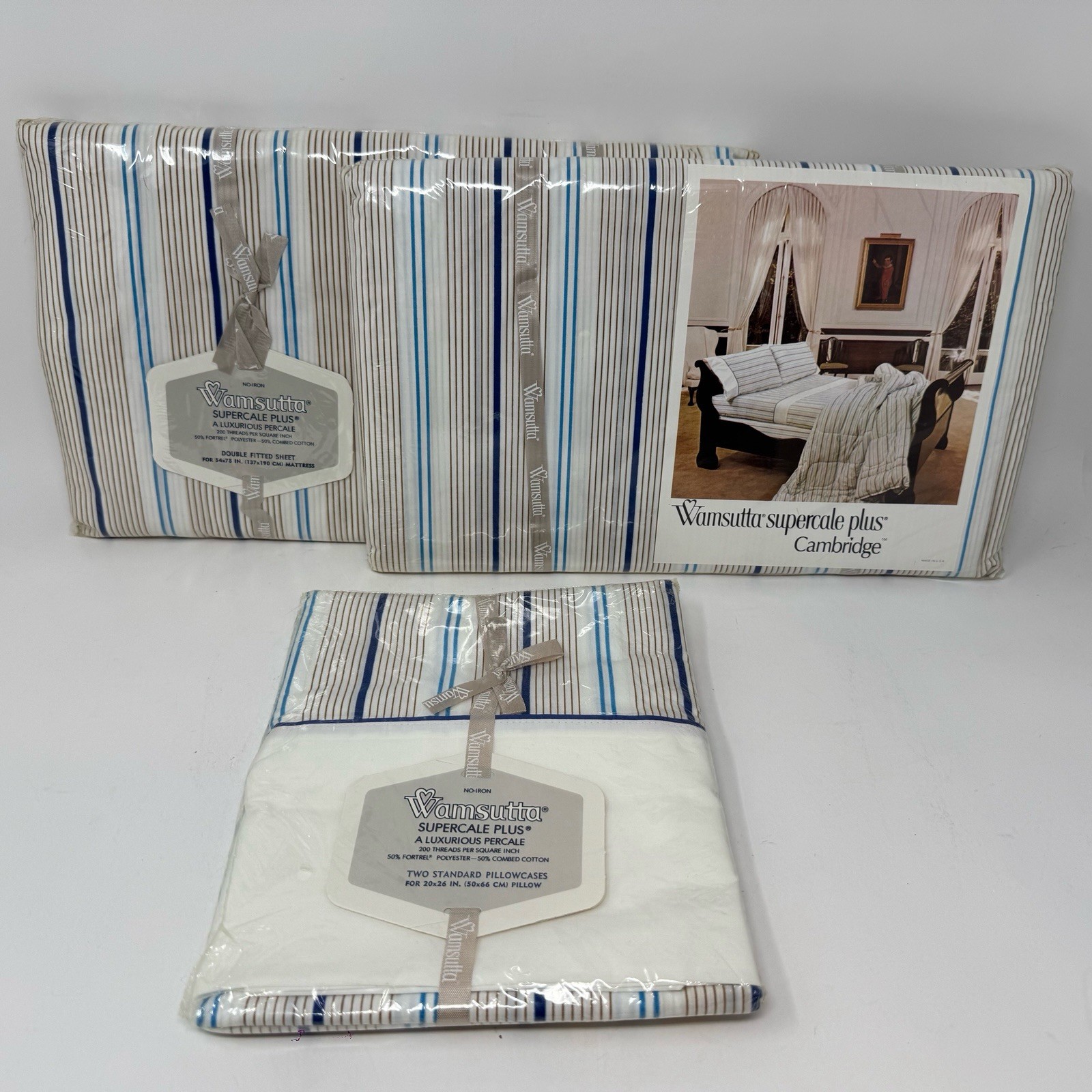 Vintage 4pcs Wamsutta Christian Dior Supercale Plus Cambridge Percale Double Set