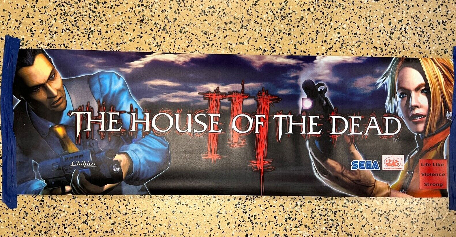 NOS Sega HOUSE OF THE DEAD III marquee translite for DELUXE cabinet