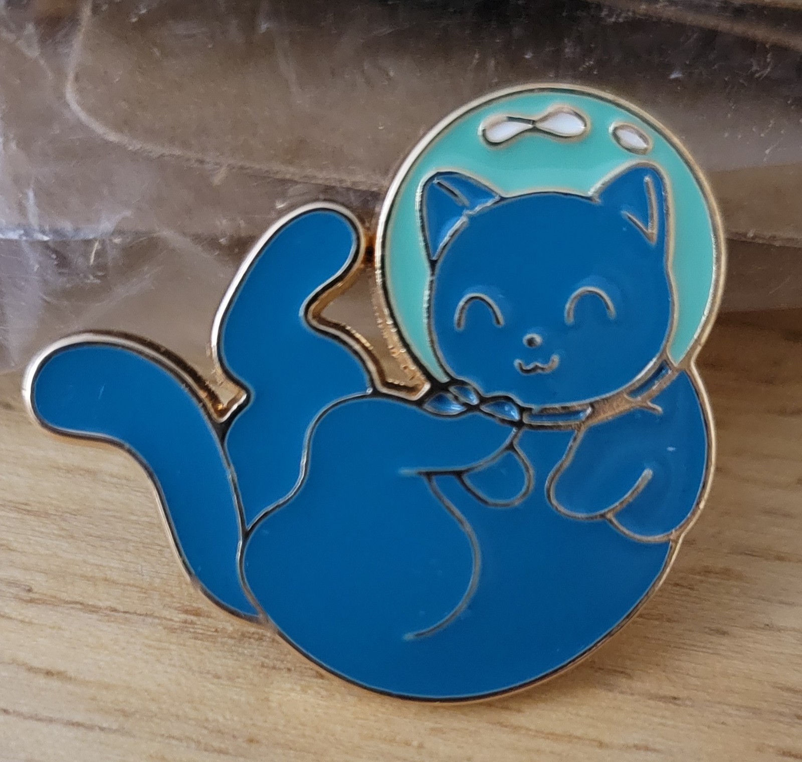 Delightful Blue Astronaut Cat Pin; Enamel And Metal- New