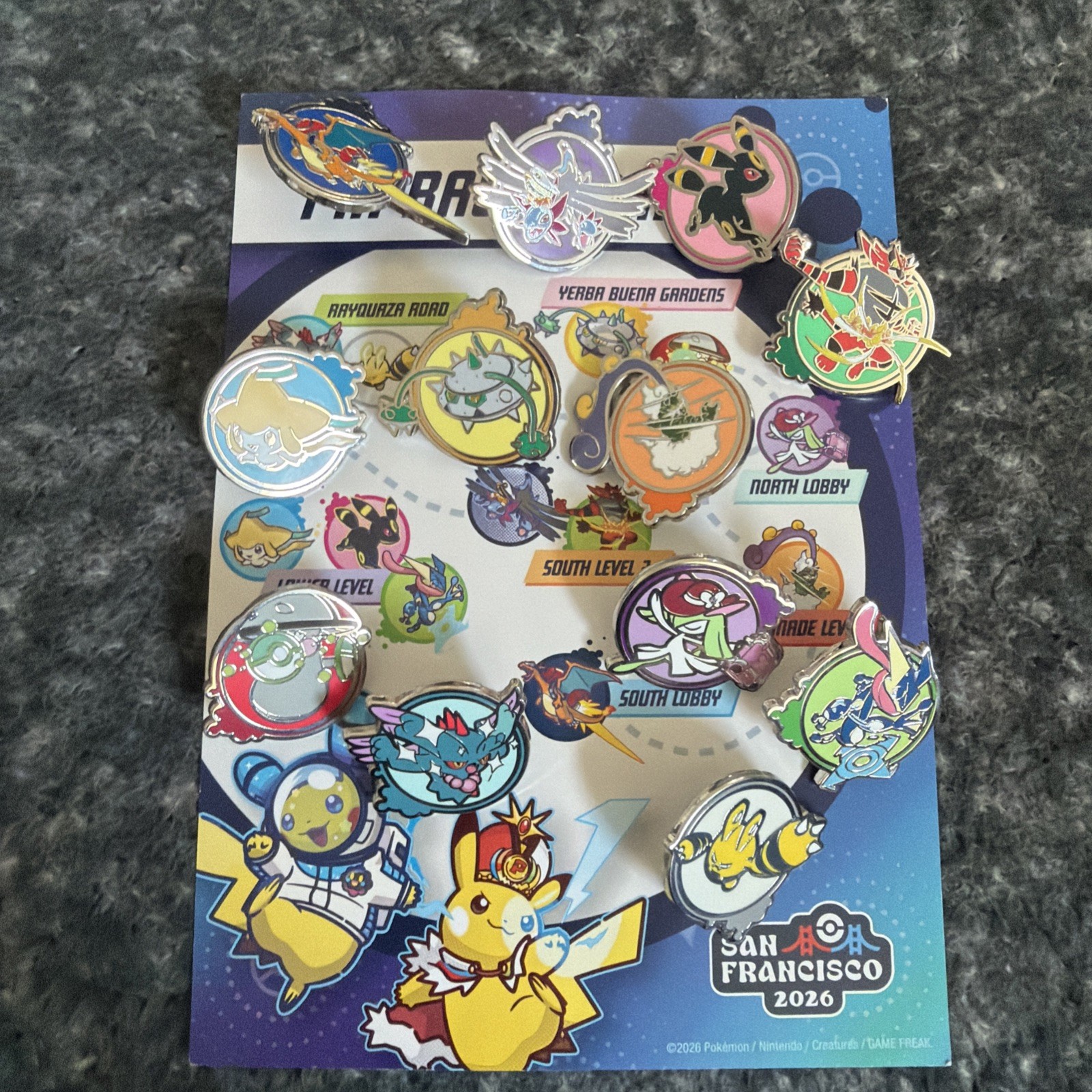 Pokémon Worlds 2026 San Francisco Pin Rally Full Set + Map XP