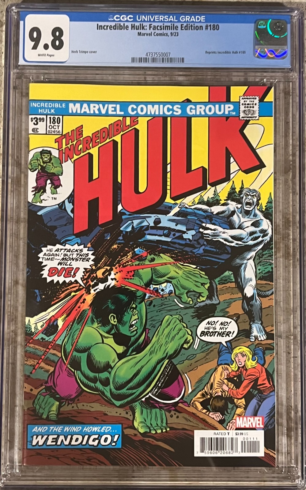 Incredible Hulk #180 Facsimile Edition CGC 9.8 Marvel Comics 2023