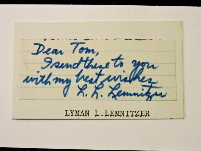 LYMAN L. LEMNITZER (D.1988) U.S. ARMY GENERAL SIGNED CUT  JSA COA