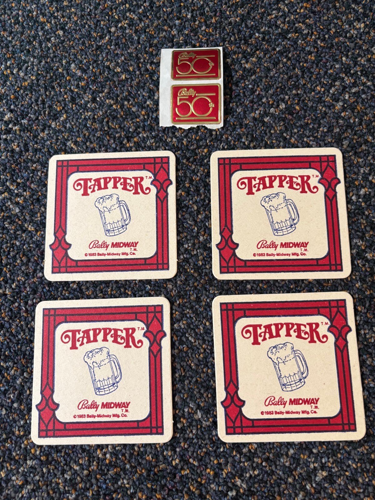 4 1984  BALLY/MIDWAY FACTORY ORIGINAL COASTERS TO PROMOTE THE TAPPER VIDEO GAME