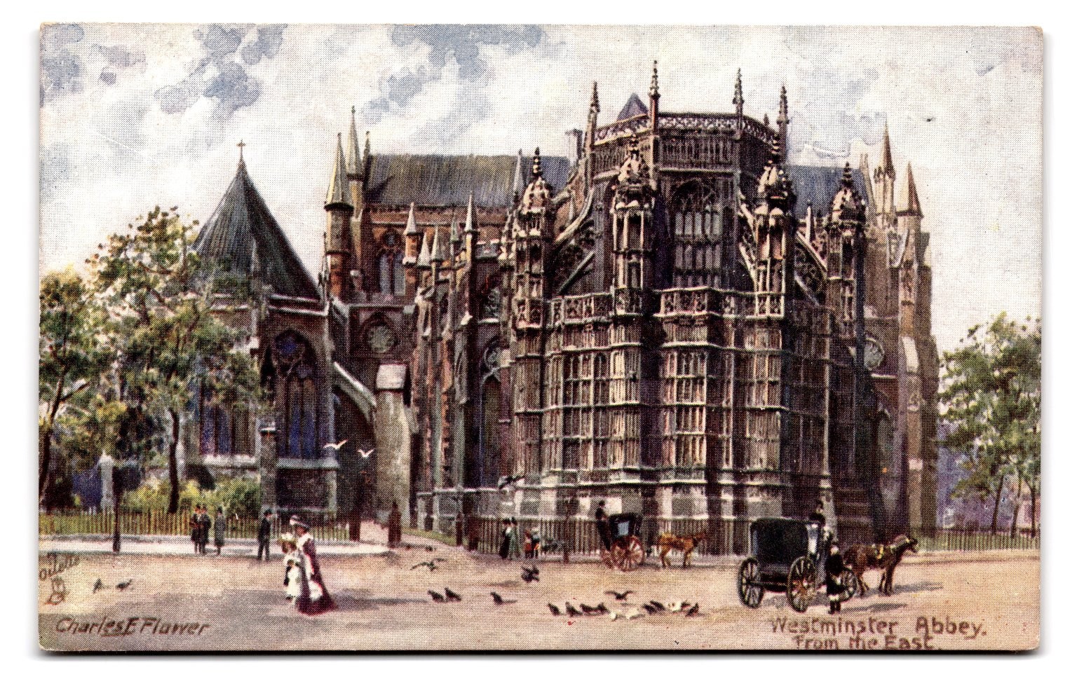 Westminster Abbey London Oilette Postcard Charles E Flower Raphael Tuck
